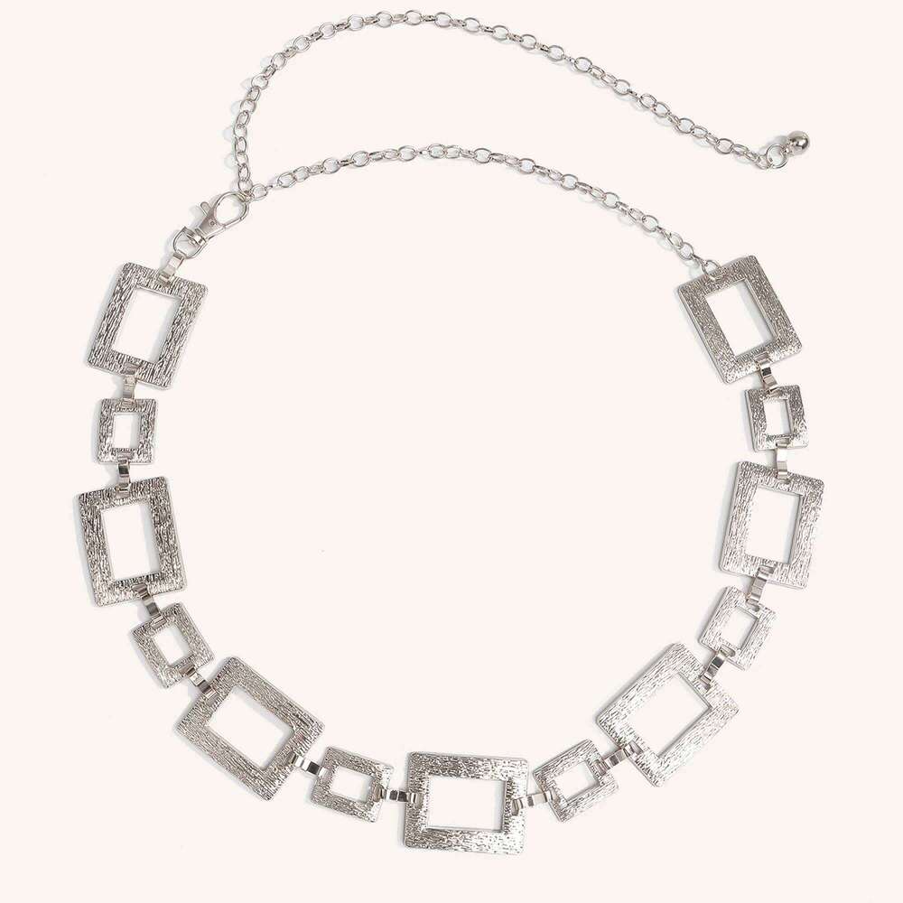 1 Piece Square Metal Ladies Waist Chain Fashion Versatile Belt Stylish Accessory for Women H260228