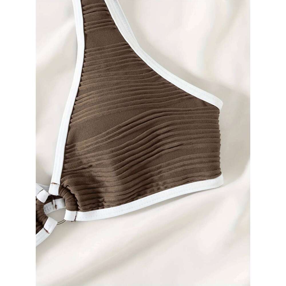 2025 Women Solid White Set Women's Sexy Triangle Two-Piece Swimwear Minimalist Beach Swimsuit Summer Holiday Bikini Suit Z260301