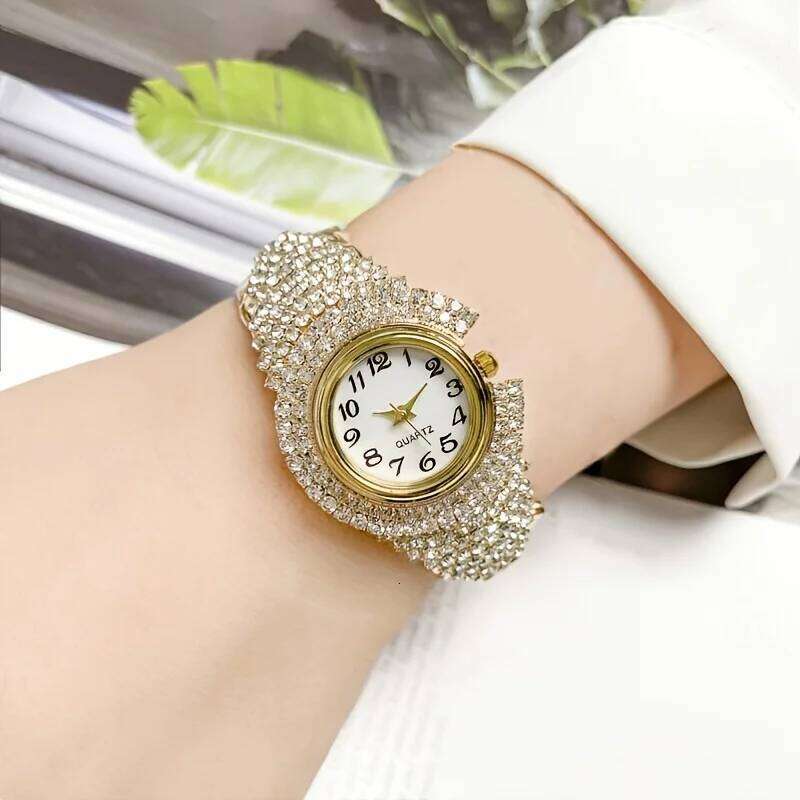 Elegant Full Rhinestone Women es Fashion Bangle Ladies Quartz Wrist Reloj Mujer H260228