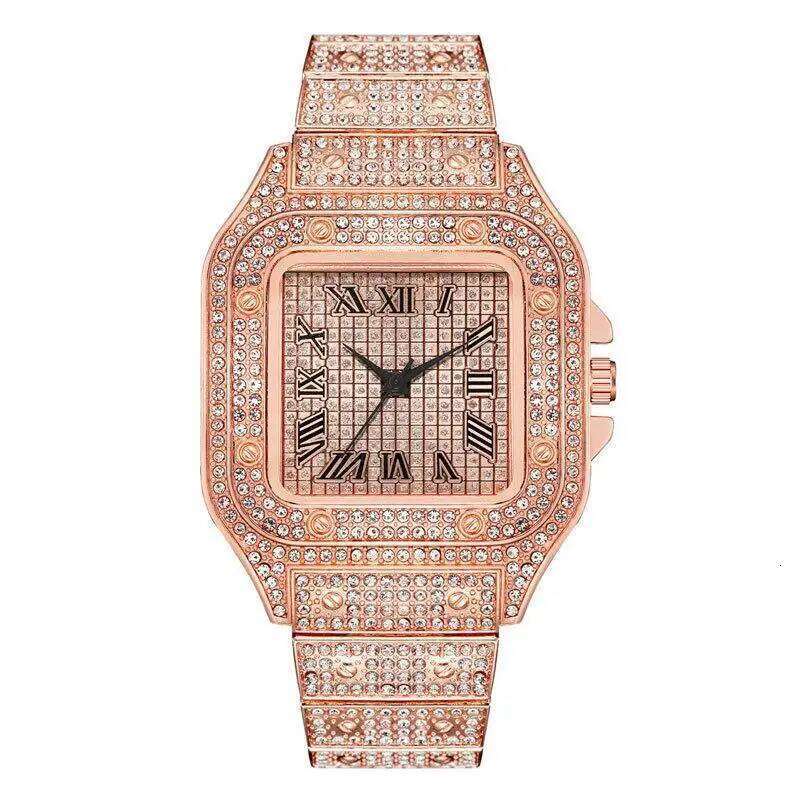 Diamond Men Women Gold Ladies Wrist Luxury Rhinestone Unisex es Female Clock 2024 New H260228