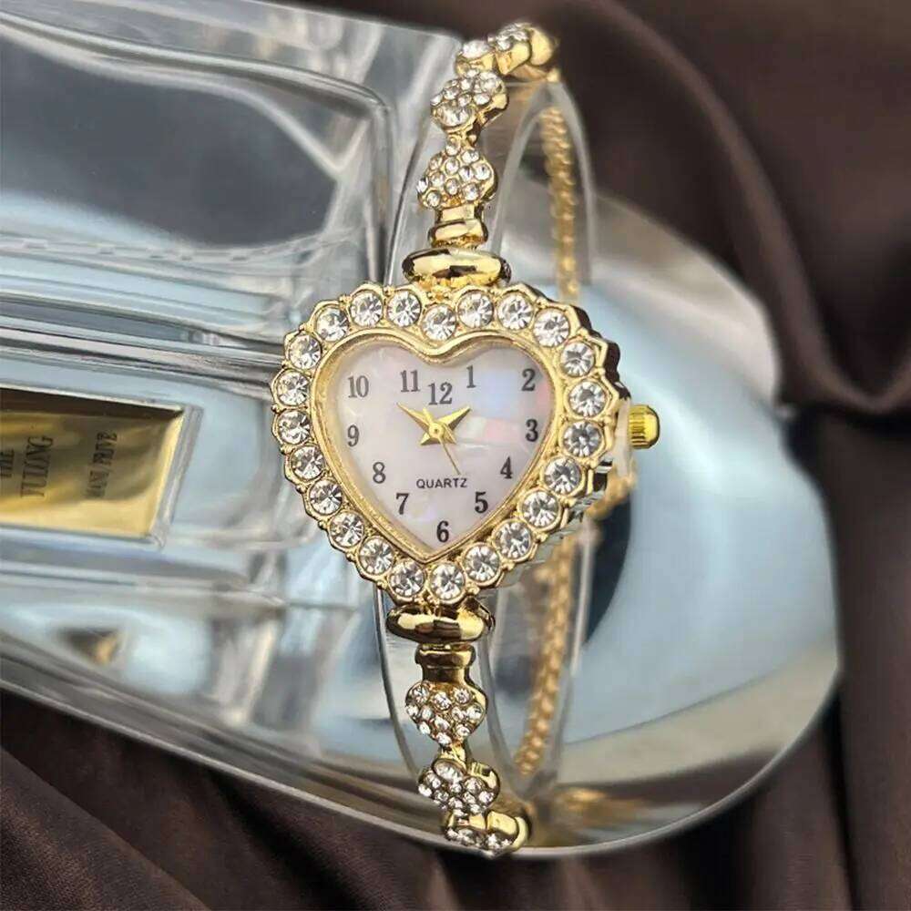 1 pcs New Stainless Steel Heart Shaped Quartz es with Adjustable Exquisite Women's Wrist Decoration H260228