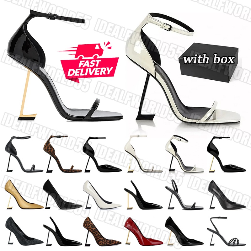 Women Luxury Designer 8 cm High Heels Patent Leather pumps stiletto Heel Gold Tone triple black Nuede Womens Lady Sandals Wedding Sandal