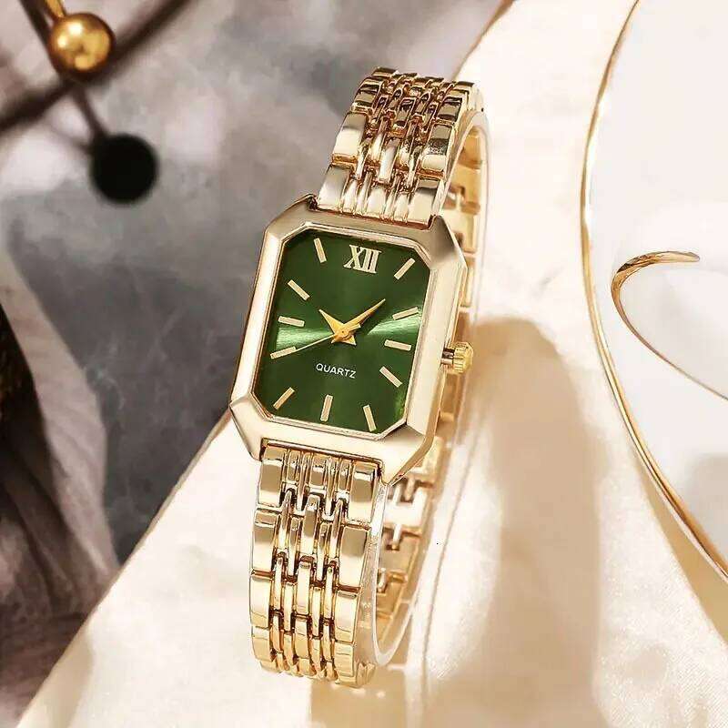 Cross border foreign trade new simple leisure fashion scale square alloy steel strip for women quartz H260228
