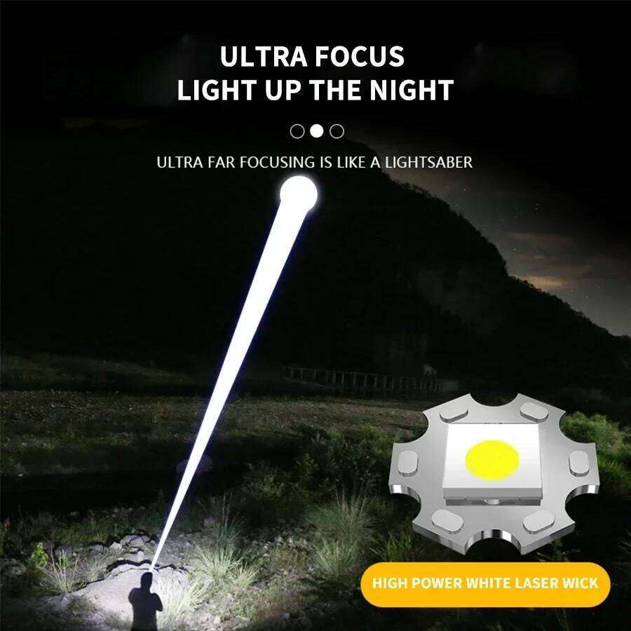 900000LM Powerful LED Flashlight Zoom Torch with Digital Display Portable Rechargeable Outdoor Flashlights for Camping Hiking Z260301