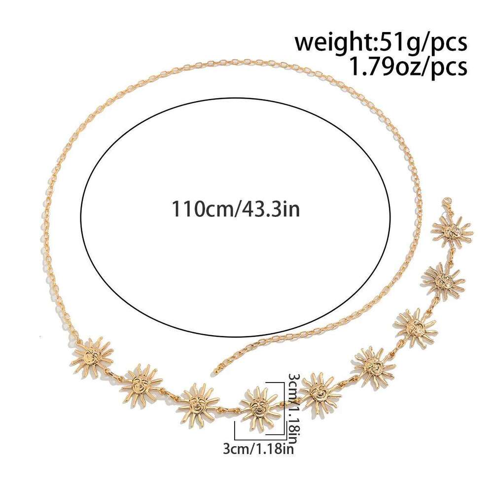 KunJoe Boho Golden Sun Waist Belly for Women Summer Sexy Bikini Belt Adjustable Body Chain Festival Jewelry Accessories H260228