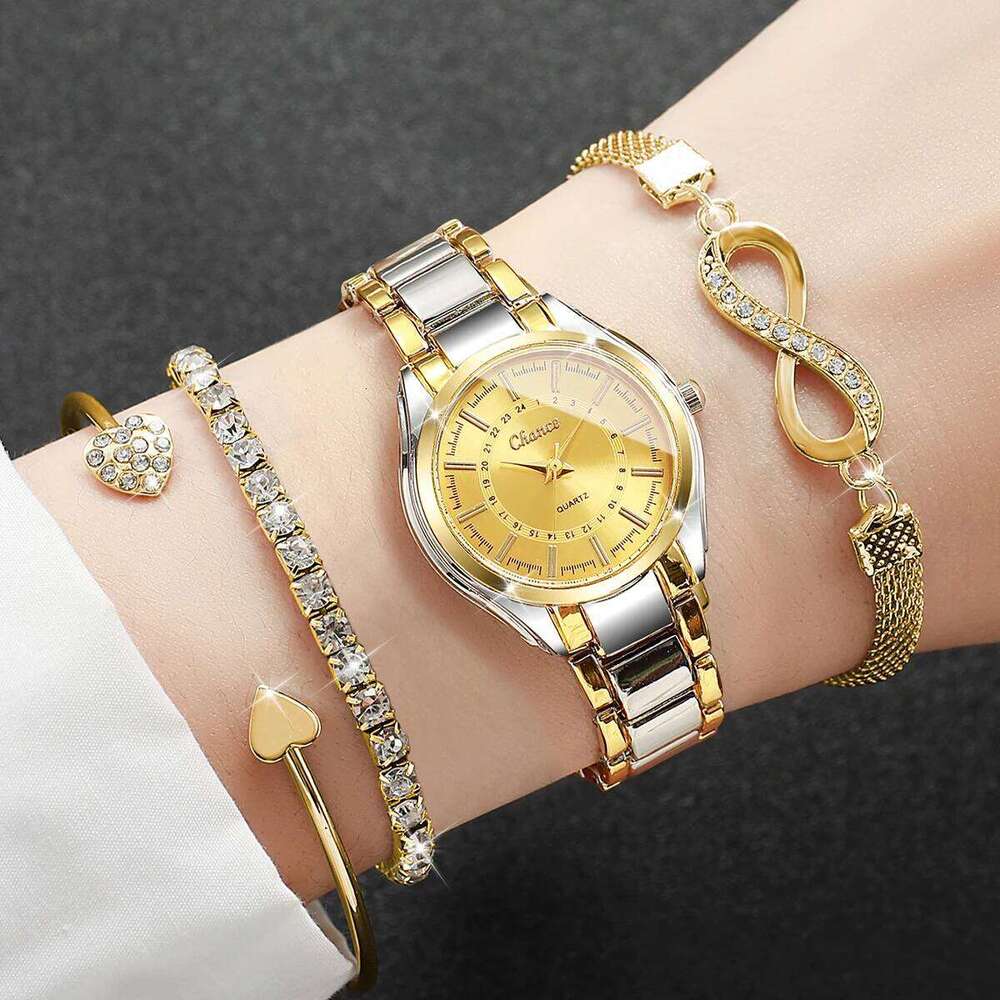 4PCS Elegant Women es s Set Ladies Analog Quartz Wrist Reloj MujerWithout Box H260228