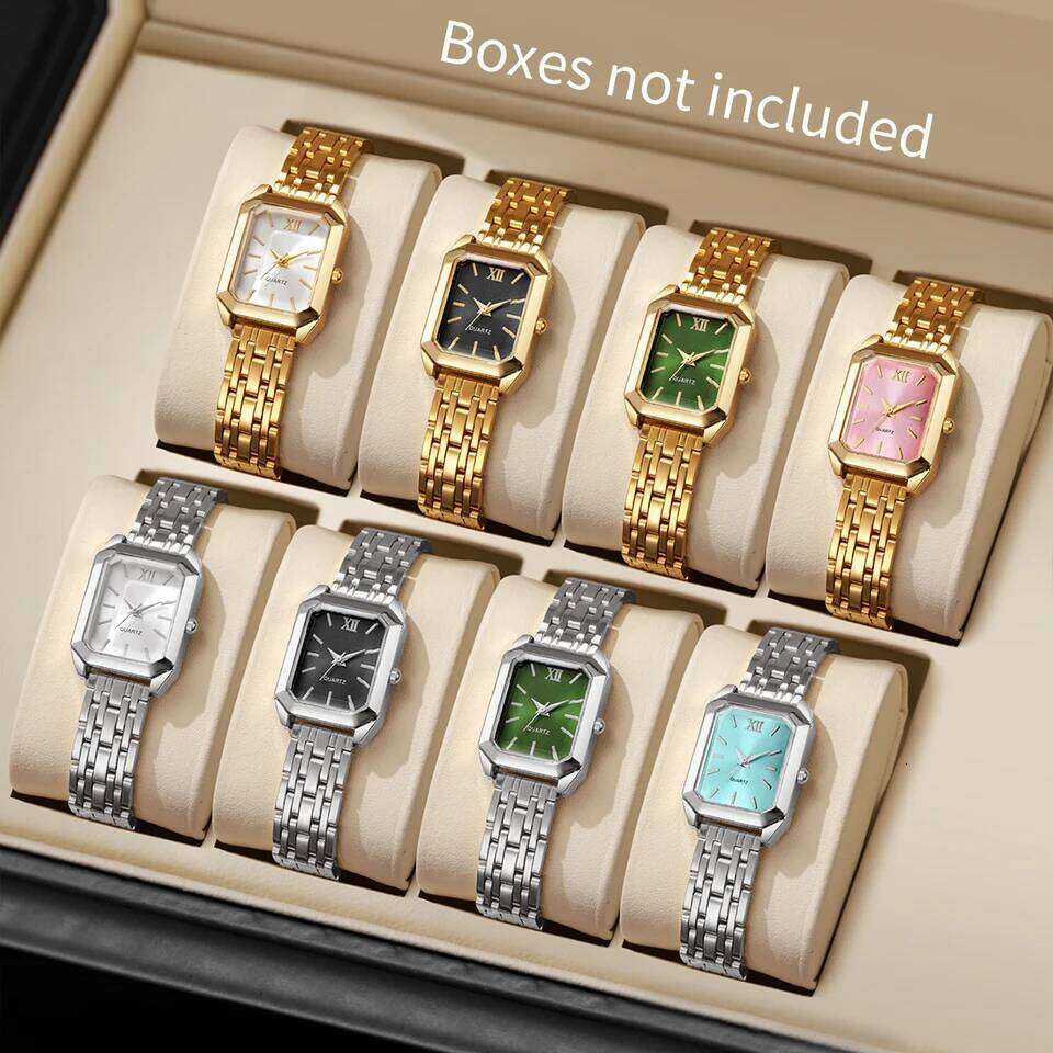 1/8PCS Fashion Rectangle Women Quartz Wrist Casual Ladies es Girls Clock Reloj MujerWithout Box H260228