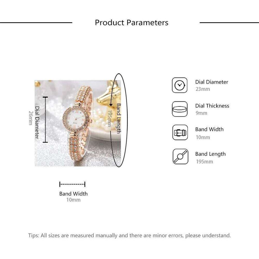 Women Quartz with Diamonds Simple Stainless Steel Strap Clock Ring Necklace Earrings Rhinestone Set Reloj no Box H260228