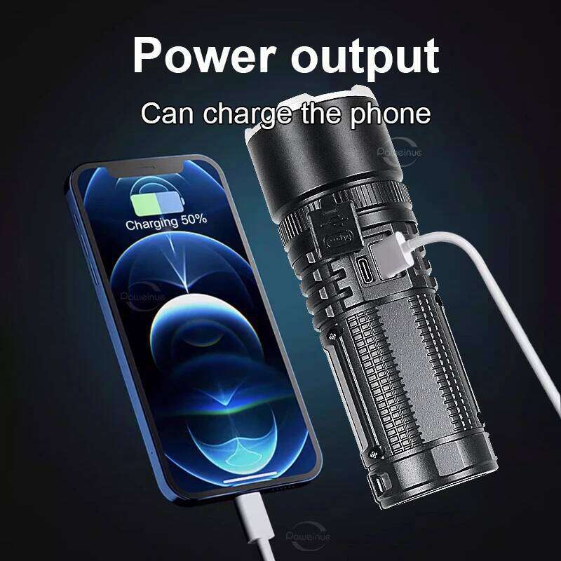 100000LM White Laser Powerful Flashlight Rechargeable Flash Long Range Torch With COB Side Light and OLED Power Display Z260301