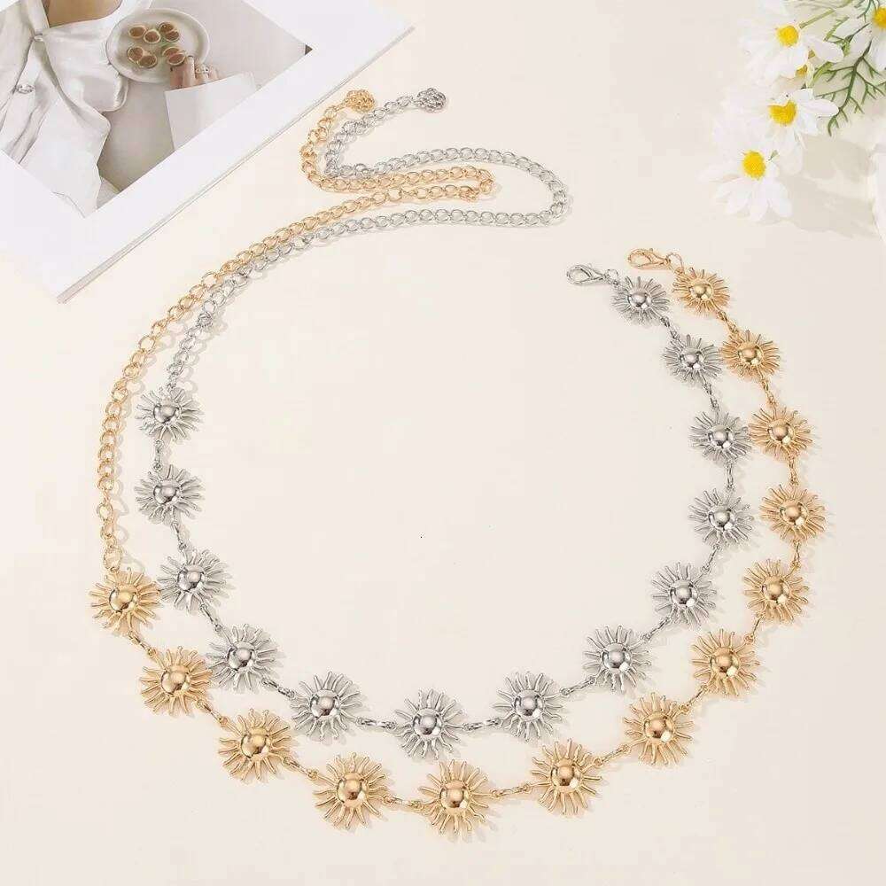 Gold/Silver Women Adjustable Hottie Style Sunflower Dress Waist Chain Women's Fashion Accessories H260228