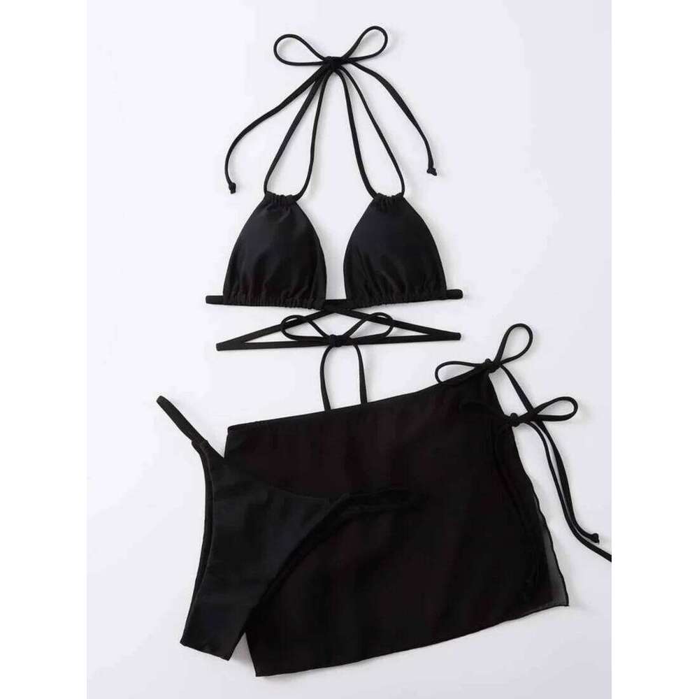 3 Pieces Thong Bikini 2025 Women With Skirt Trikini Swimwear Female Triangle Swimsuit Beach Wear Bathing Swimming Suit Summer Z260301