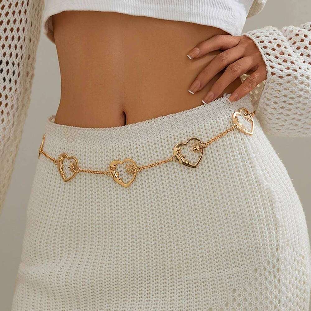 Heart Moon Sun Waist New Exquisite Sexy Gold Color Belt Body Chain Bikini Festival Women Trend Single Circle Accessories H260228
