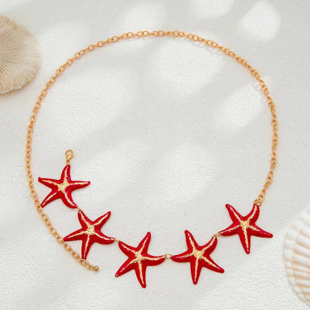 IngeSight.Z Trendy Oil Drip Metal Starfish Waist Belly Woman Classic Sexy Belt Beach Body Chain Jewelry Accessories H260228