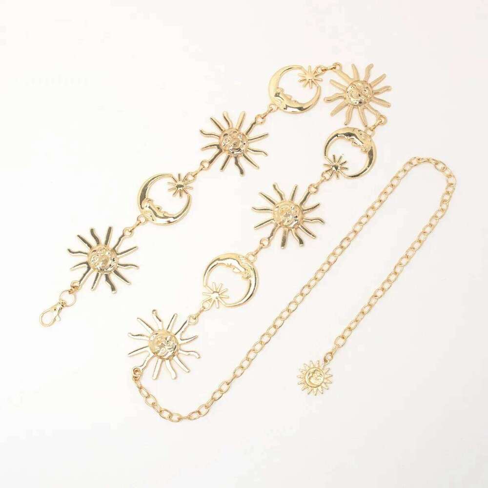 European American Metal Sunflower Punk Hip Hop Hot Girl Belt Retro Fashion Cross Border Moon Waist Chain Jewelry H260228