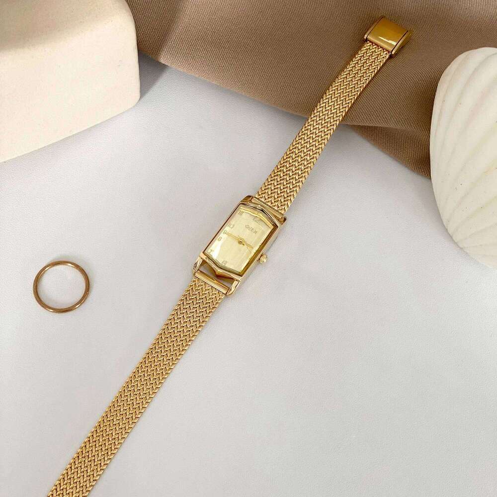 NEW GEDI Vintage Elegance Ladies es Premium Wheat-Patterned Steel Small Gold-Tone Quartz Women's Gift H260228