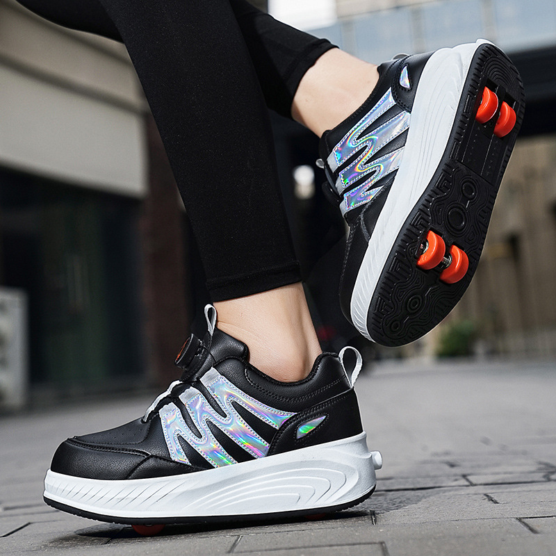 Free shipping 4 Wheel Roller Skate Shoes Teenage Kids Boys Girls Flashing Light Shoes Led Light Luminous Sneakers Outdoor Casual Shoes for Women Size 