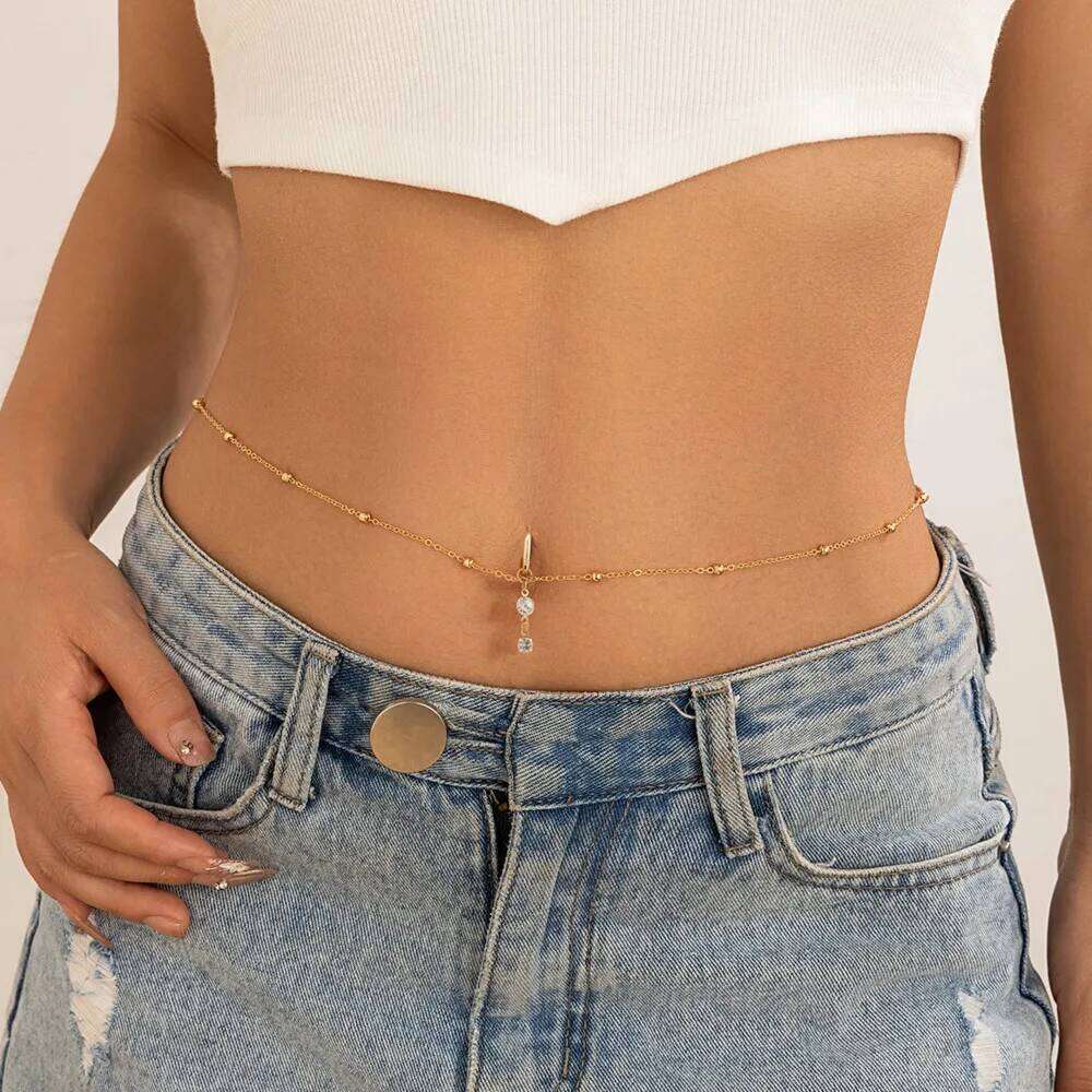 IngeSight.Z Minimalist Sexy Copper Beads Belly Waist for Women Trendy Summer Beach Bikini Body Chain Ladies Jewelry H260228
