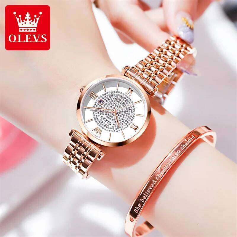 OLEVS Brand Quartz for Women Stainless Steel Waterproof Fashion Diamond Ladies es Relogio Feminino H260228