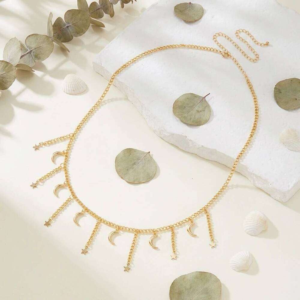 Fashion Gold Color Star Moon Pendant Waist for Women Sexy Metal Tassel Belly Belt Chain Beach Party Bikini Body Jewelry H260228