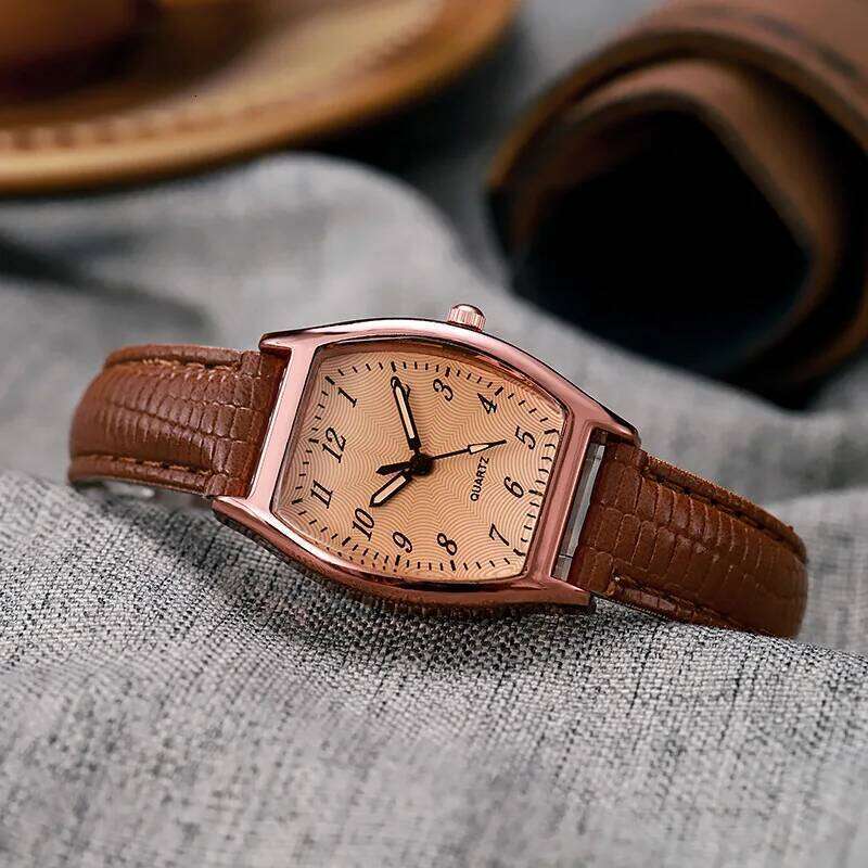 Fashion Tonneau-shaped Women Quartz es Elegant Leather Band Ladies Wrist Reloj Mujer H260228