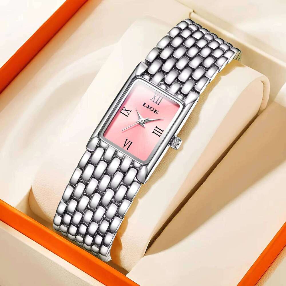 LIGE Top Brand Luxury Pink Women es Elegant Quartz Wrist Ladies Exquisite Valentines Gift+Box H260228
