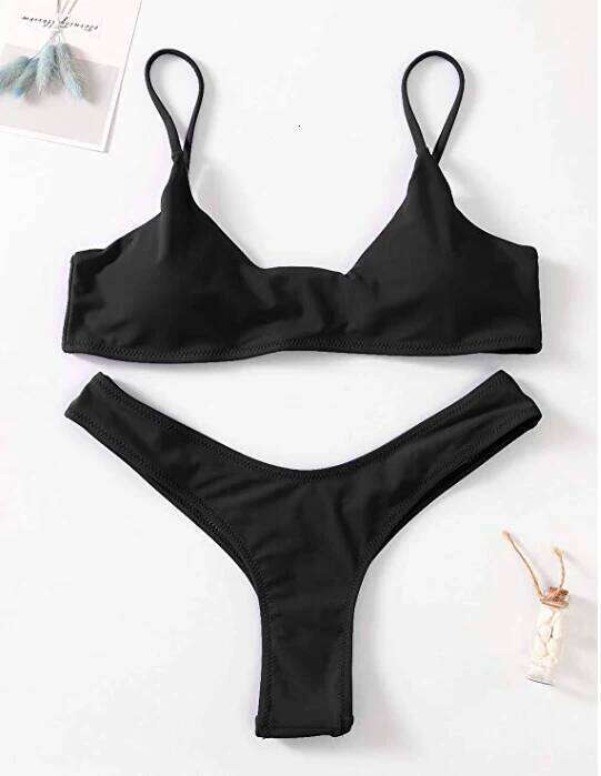 Sexy Set Women Swimsuit Solid Bikini Backless Swimwear Low Waist Bathing Suit Female Brazilian Biquini Z260301