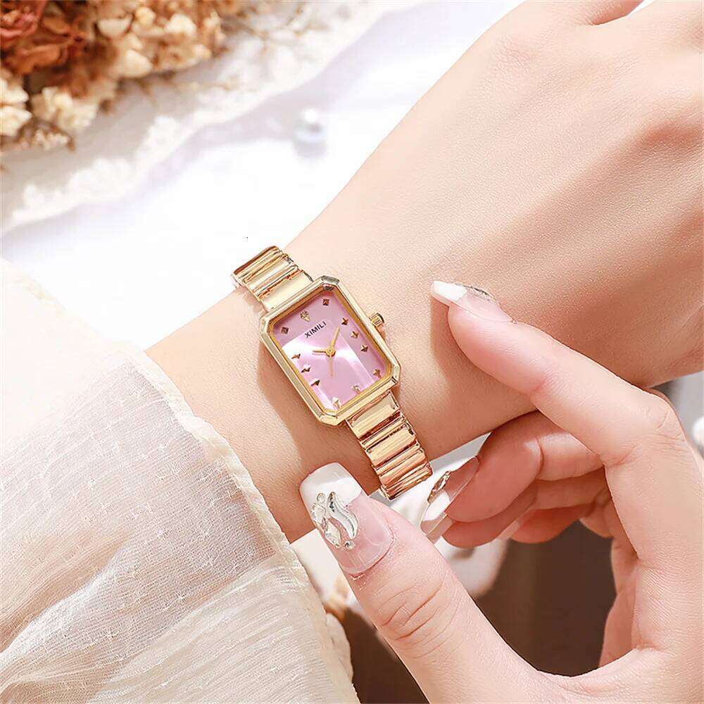 Luxury Ladies 2025 Hot Simple Square Quartz es Fashion Stainless Steel Women's Dress Clock Gift Wrist H260228