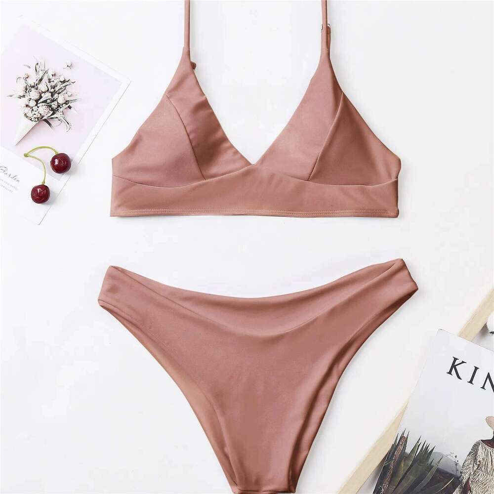Women Sexy Solid Push Up High Cut Bikini Set Two Piece Swimsuit Z260301