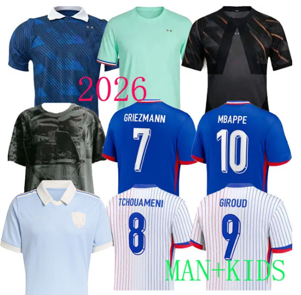 2026 Maillot De Foot FRENCH Full Sets Soccer Jerseys KANTE GIROUD MBAPPE GRIEZMANN Camavinga women Equipe Maillots Kids Football Shirt HOME AWAY FAN TCHOUAMENI