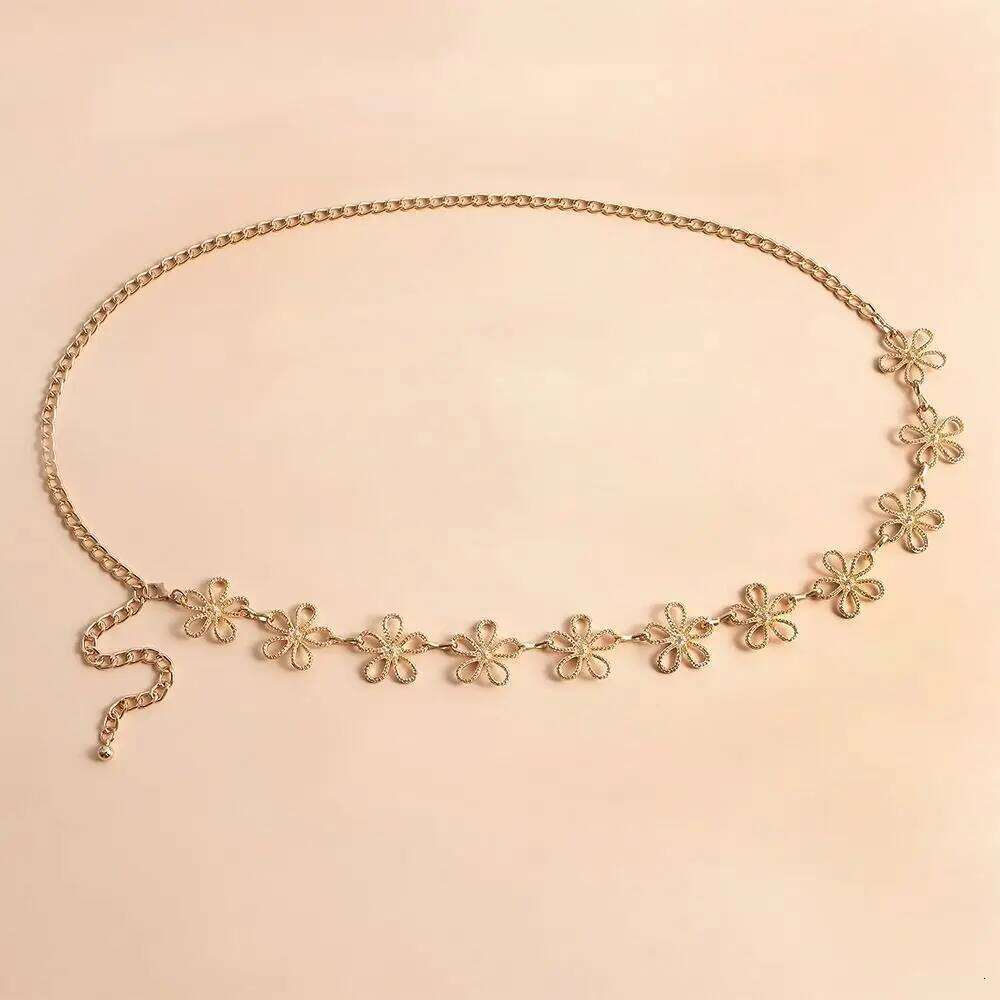 Punk Vintage Metal Flower Waist Chain for Women Summer Beach Bikini Belly Belt Y2K Jewelry Accessories H260228