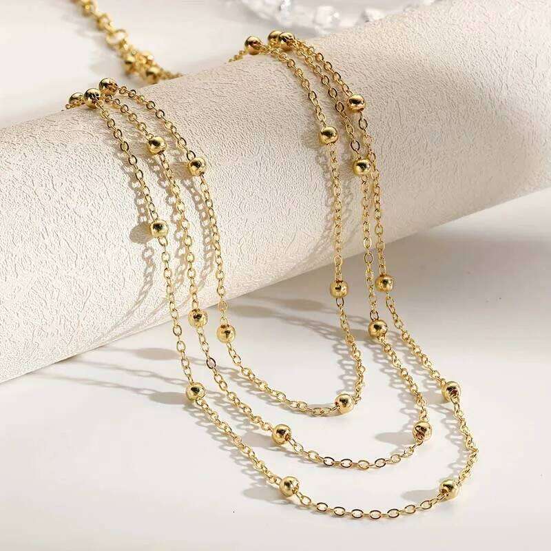 Fashion Metal Multilayer Beaded Waist for Women New Simple Gold Color Three Layer Tassel Belly Chain Beach Jewelry Gifts H260228