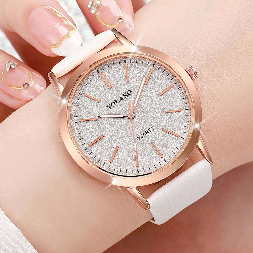 4PCS/Set Women es Fashion Starry Dial Leather Band Quartz Without Box H260228