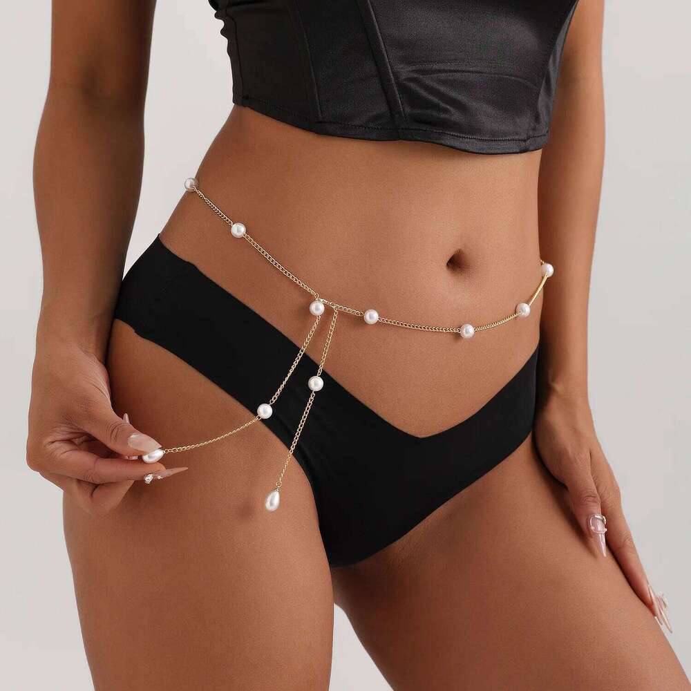 European American Fashion Trendy Minimalist Faux Pearl Waist For Women Personalized Elegant Versatile Body Chain Jewelry H260228
