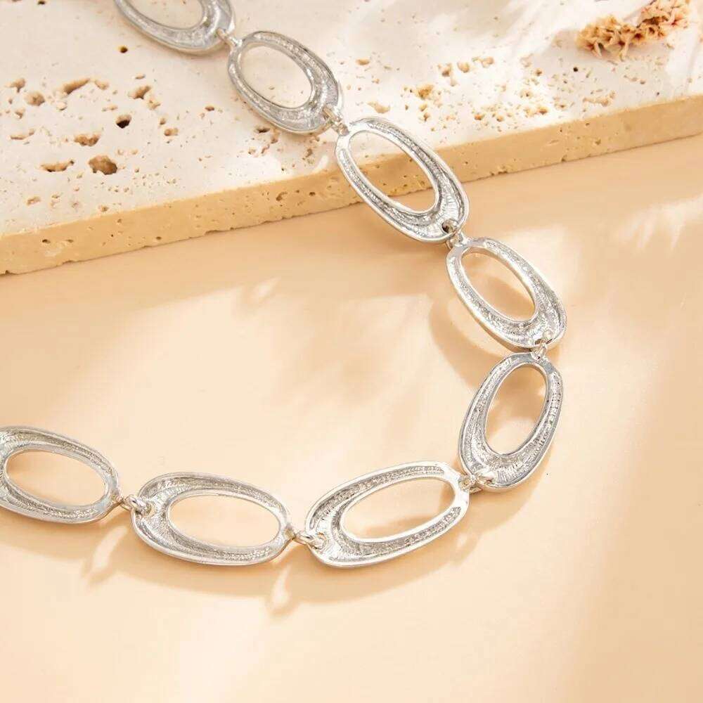 Retro Boho Punk Metal Body Irregular Elliptical Shape Minimalist Hollow Waist Chain Women Fashion H260228