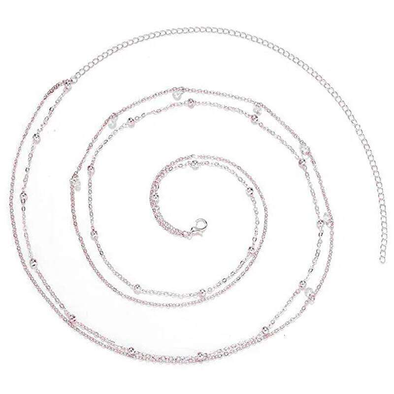 Minimalist Style Double Layered Water Droplets Pendant Alloy Waist Summer Beach Body Chain H260228