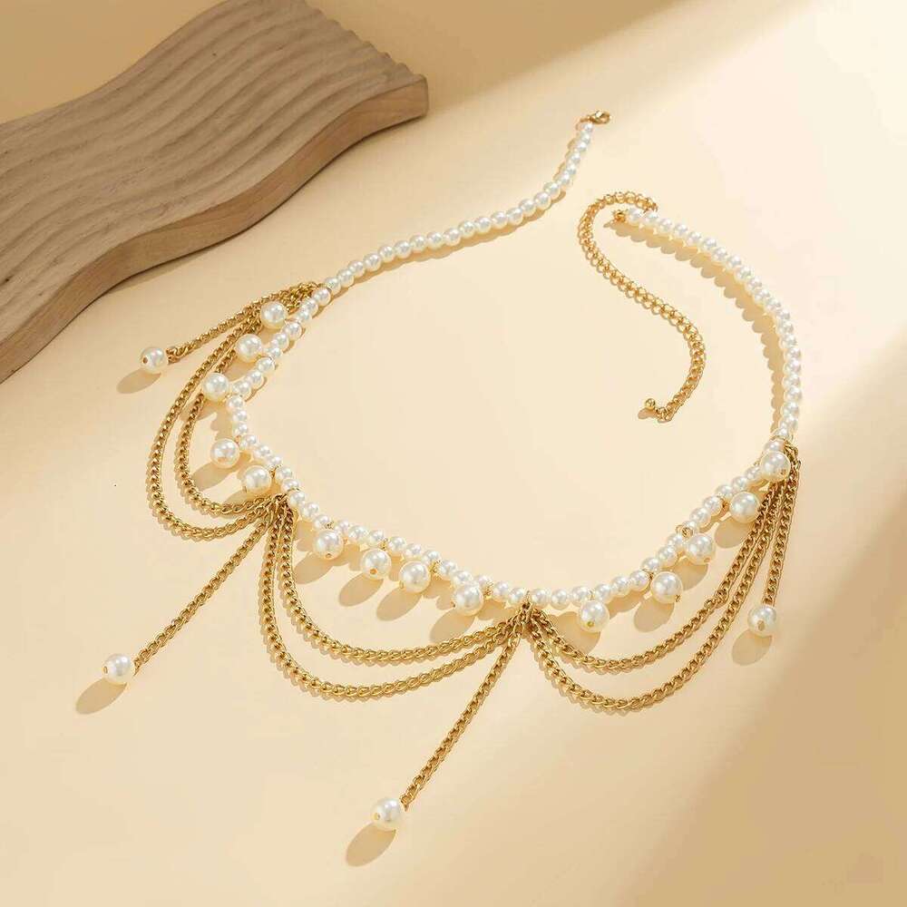 Ingemark Vintage Multiayer Imitation Pearl Waist Chain for Women Boho Tassel Belly Belt Sexy Body Jewelry Dress Accessories Gift H260228