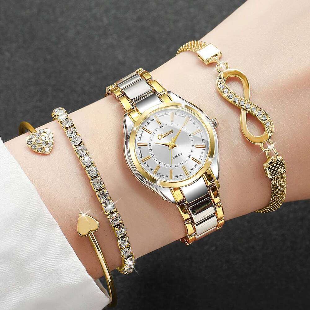4PCS Elegant Women es s Set Ladies Analog Quartz Wrist Reloj MujerWithout Box H260228