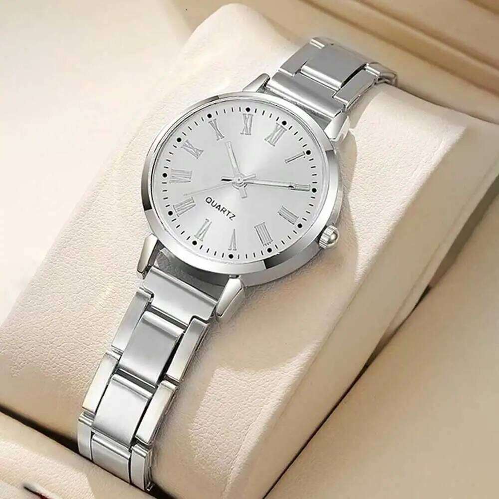 4PCS Fashion Women's Trendy Simple Roman Numerals Scale Round Dial Quartz Set Perfect Gift H260228