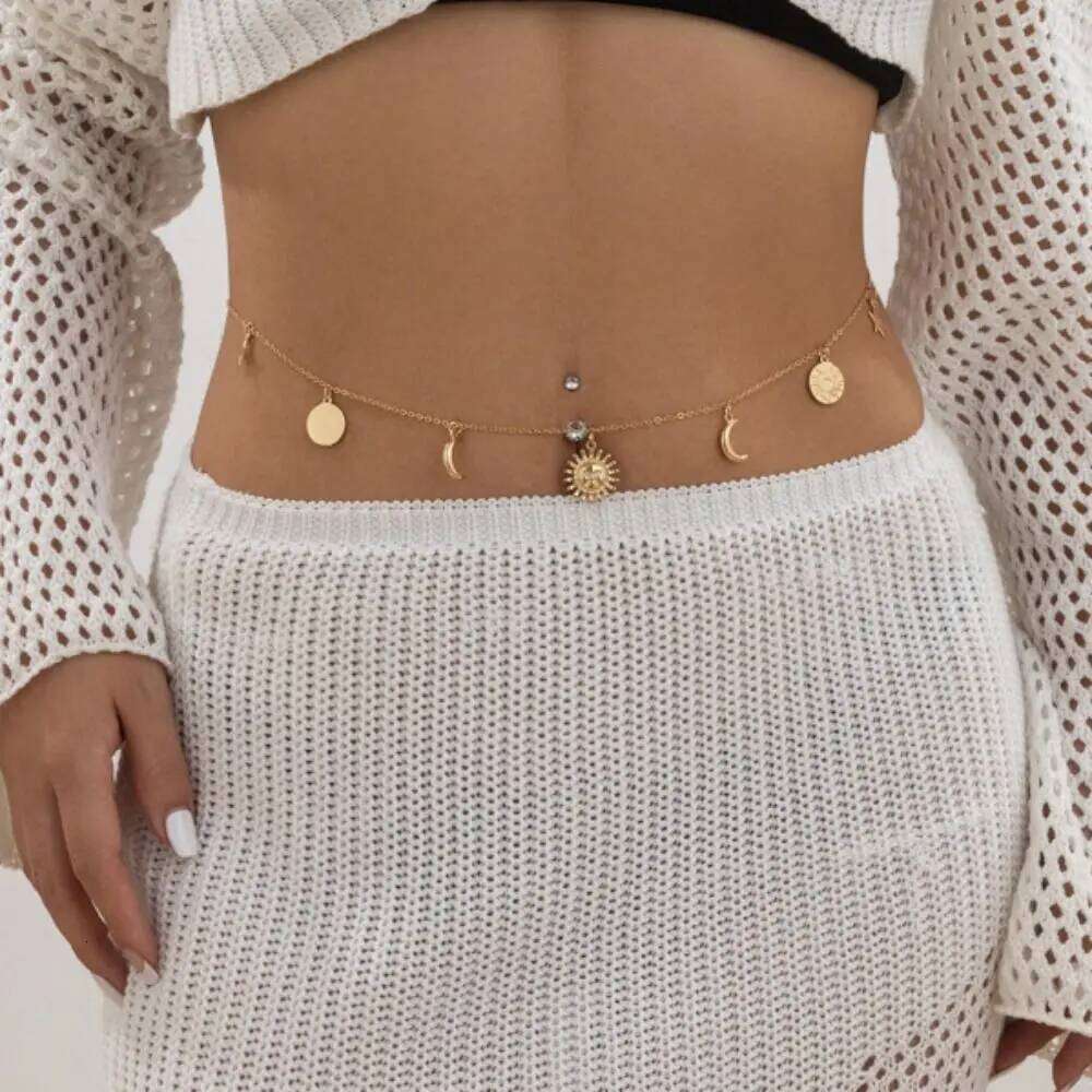 Fashion Alloy Waistband Bohemia Style Imitation Pearl Conch Pendant Beach Shell Waist Chain Women jewelry Accessory H260228