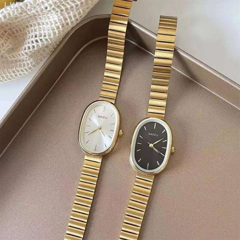 Fashion Ladies ins Wind Premium Sense Oval Steel Belt Versatile Quartz H260228