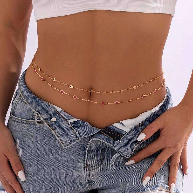 Fashion Zircon Double Layered Waist for Women Luxury Metal Shiny Rhinestone Bikini Body Chain Jewelry Party Gifts H260228