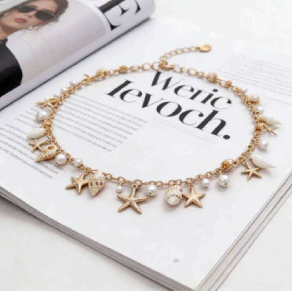 Waist chain, beach bohemian seashell, faux pearl, starfish, conch shell, women's European and American vacation fashion accessor H260228