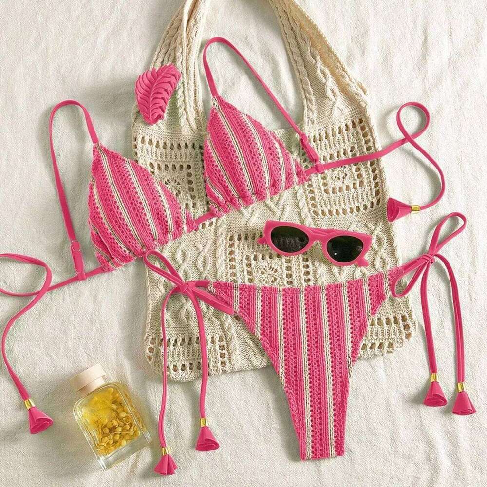 New Ribbed Swimsuit Female Swimwear Women Two-pieces Bikini Set Bather Bathing Swim Suit Beachwear Z260301