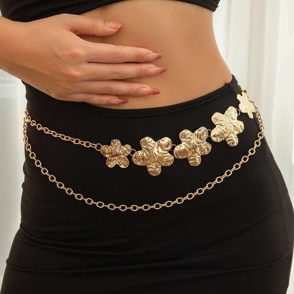 Luxury Sexy Gold Color Heart Star Belly Waist for Women Punk Multi-layer Metal Chain Belt Body Jewelry Dress Accessories H260228