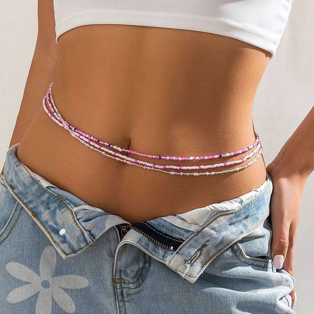 Ingemark 3Pcs/Set Boho Elastic Seed Beads Waist Belly Belt Chains Women Summer Bikini Sexy Aesthetic Body Jewelry Accessories H260228