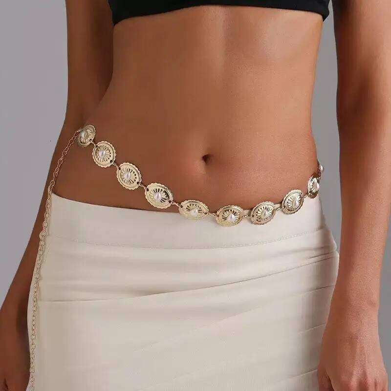 Fashion Retro Oval Craved Metal Waist Chain Women Bohemia Style Exquisite Belt For Skirts And jeans Body Jewelry Gifts H260228