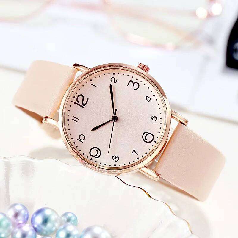 Women es Ladies Casual Arabic Numbers Leather Analog Quartz H260228