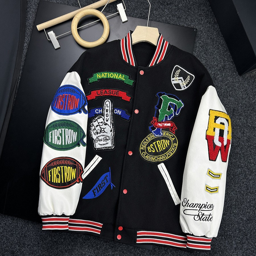 Luxury Brand Designer Clothes Patchwork Color-Block Jacket Baseball Jacket Unisex Spring Autumn American Retro Trendy Loose Coat 3D Digital Print