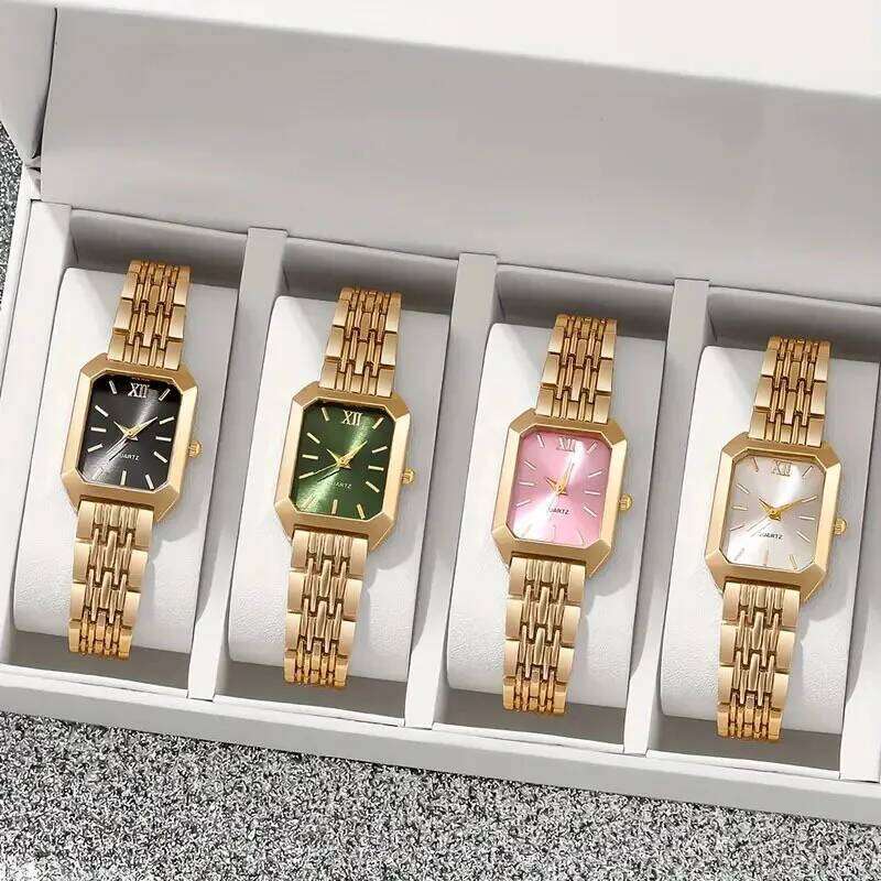 Cross border foreign trade new simple leisure fashion scale square alloy steel strip for women quartz H260228