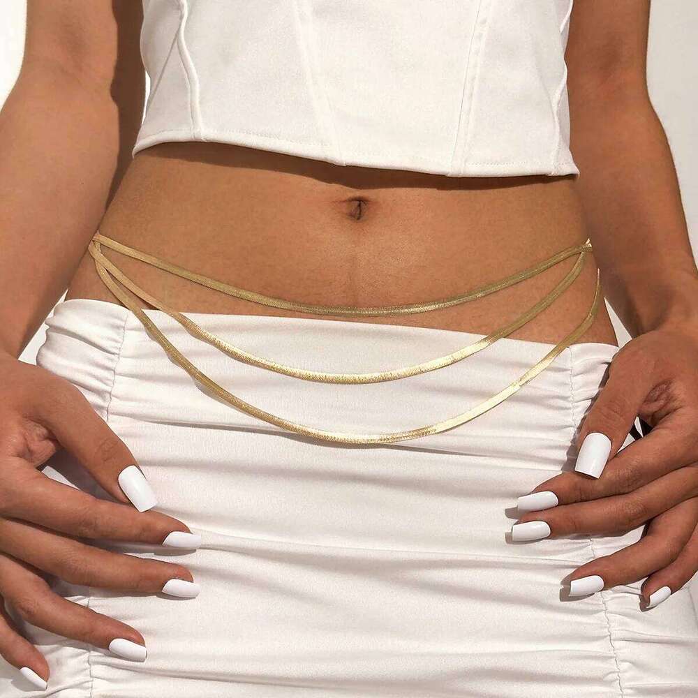 waist chainFashionable and personalized double-layer stacked snake bone chain H260228